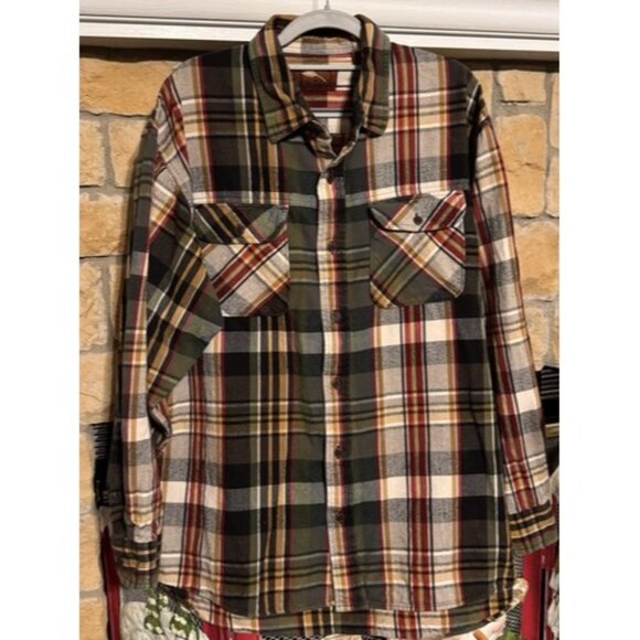 XL Bob Timberlake Flannel Shirt Neutral Colors EUC PLAID - Picture 1 of 6